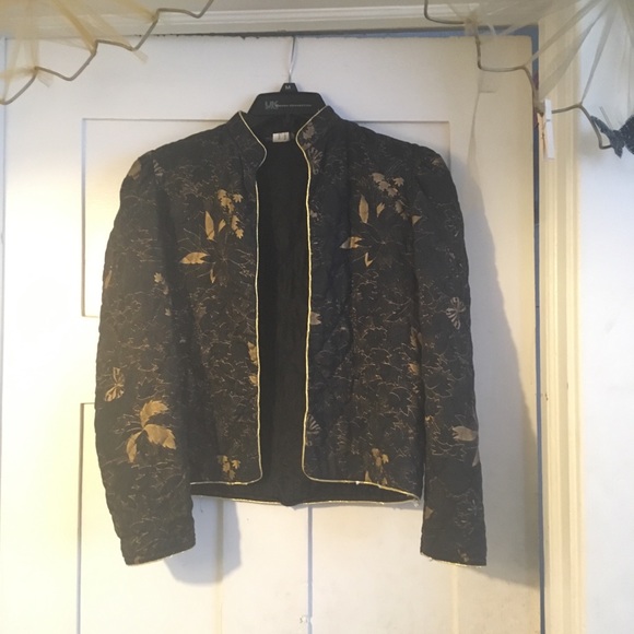 Vintage 80s gold and black puff sleeve jacket - Picture 2 of 5